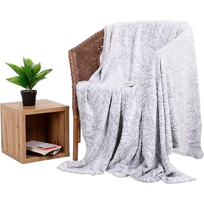 Плед 3D Embossed Leaf 162x200 см серый La Nuit 