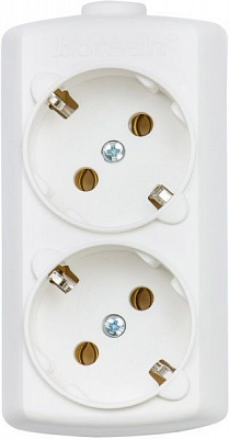 Колодка Borsan с заземлением 2 гн. белый BR-1552-0 