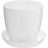 Горщик пластиковий Омела глянцевий круглий 3,3л білий 