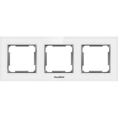 Рамка трехместная HausMark Alta универсальная белое стекло SNG-FRG.SQ20G3-WH