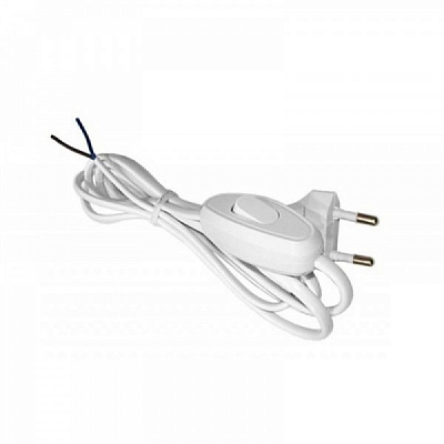 Шнур с выключателем многожильный UP! (Underprice) ШВВП 1,5 м белый 2х0,75 медь 