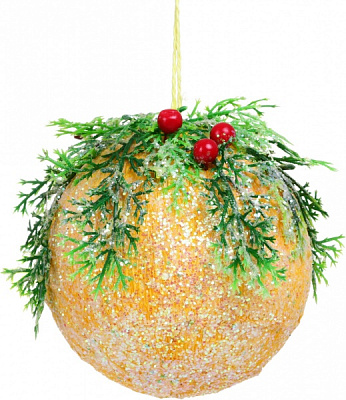 Елочная игрушка Сказочный шар большой желтый 