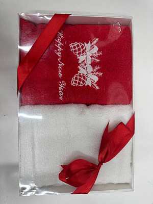 Набір рушників махрових Merry Christmas 50x90 см червоний/білий La Nuit