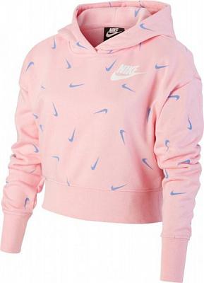 Джемпер Nike G NSW AOP CROP FT HOODIE CZ2566-654 р. XS рожевий