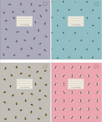 Тетрадь школьная 48 листов в клетку I love bugs в ассортименте InterDRUK