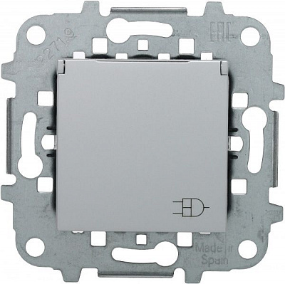 Розетка с заземлением ABB Zenit SCHUKO 16 А 250 В без шторок с крышкой серебряный N2288.1 PL Z