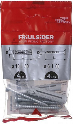 Дюбель універсальний з універсальним шурупом 10x50 мм 4 шт. Friulsider