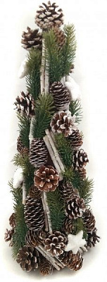 Декорация новогодняя Елка-конус хвойный с шишками фигурками 48 см RS1A876-48 