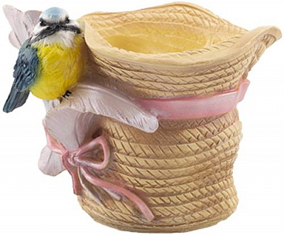 Кашпо декоративное Шляпа с синичкой 
