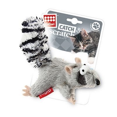 Игрушка для котов GiGwi Енот с кошачей мятой Catch&scratch 8 см