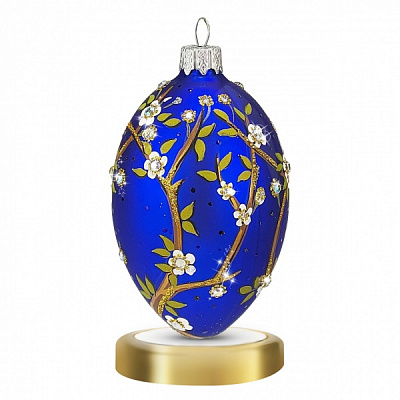 Ялинкова іграшка Нефритовий цвіт 11 см синій FJ004