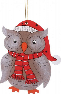 Подвеска Сова новогодняя 11,5 см 