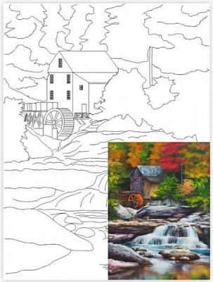 Полотно на картоні з контуром Пейзаж №26 Rosa Start