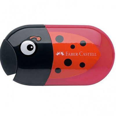 Чинка Божа корiвка 183526 2 отвори з контейнером + гумка Faber-Castell