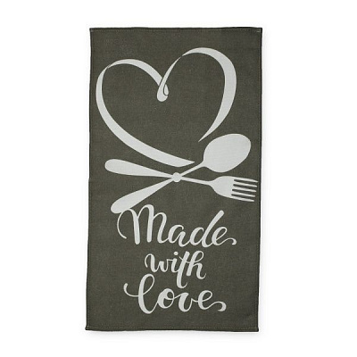 Рушник кухонний З любовю 35x61 см сірий із білим
