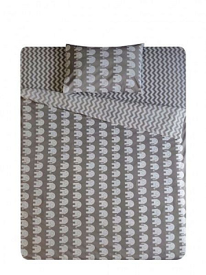 Комплект постільної білизни Слоники сірі 2,0 білий із сірим UP! (Underprice)