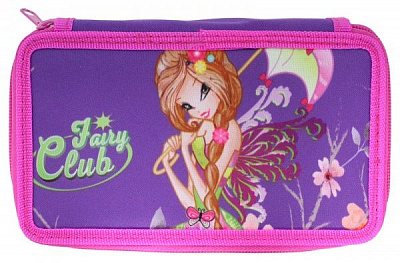 Пенал 2-ярусный Fairy Club 99505 CLASS фиолетовый с розовым