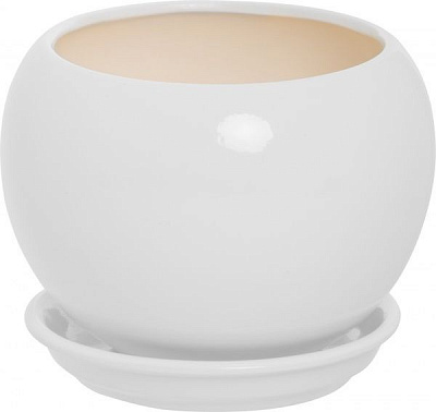 Горшок керамический Ориана-Запорожкерамика Шар глянец белый круглый 1,4л белый 