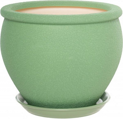 Горшок керамический Ориана-Запорожкерамика Вьетнам №4 шелк круглый 1,5л оливковый (011-4-120) 