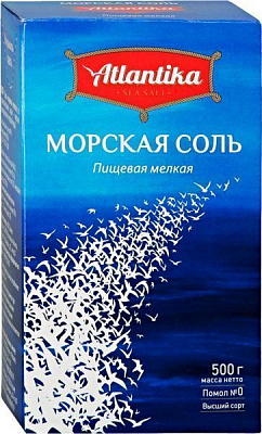 Соль морская мелкая 500 г Атлантика (4607005090492) 