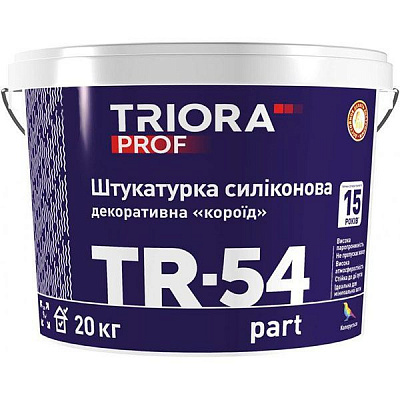 Декоративная штукатурка короед Triora силиконовая TR-54 part 2 мм 20 кг белый