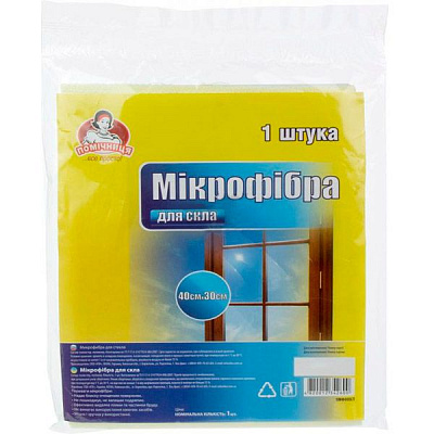 Серветка для скла мікрофібра Помічниця 40х30 см 1 шт