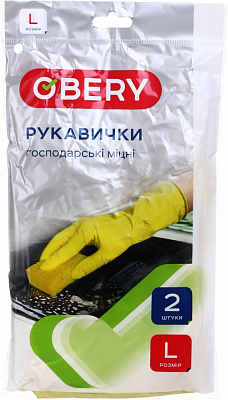 Перчатки латексные OBERY латексные крепкие р.L 2 пар/уп.