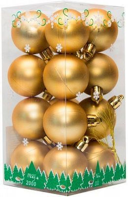 Набор игрушек шары золотые матовые Девилон 890629 d40 мм 16 шт./уп. 