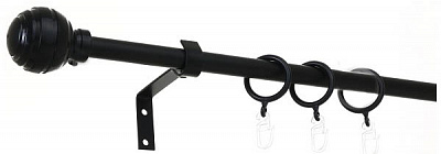 Карниз Bella Vita металевий розсувний куля одинарний укомплектований 160-300 см чорний