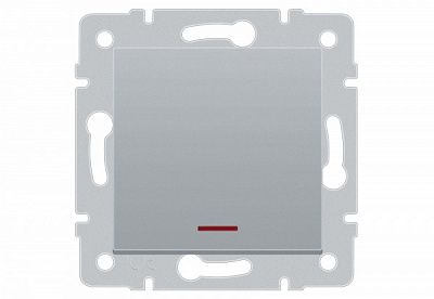 Механизм выключателя одноклавишный HausMark Stelo с подсветкой серебро 501-4388-111