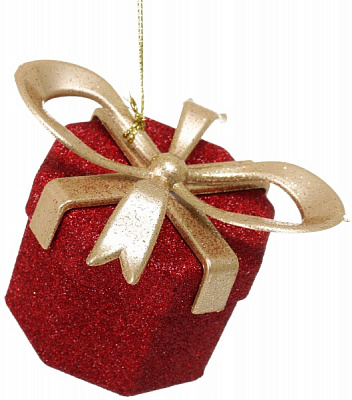 Подвеска Коробочка 3Д шестиугольная 6х6х4 см красный