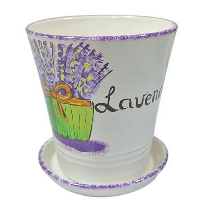 Горшок керамический Ориана-Запорожкерамика Модерн Лаванда круглый 1л бежевый глянец 