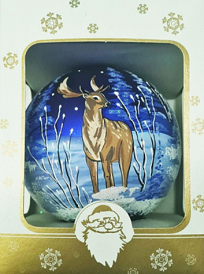 Шар сувенирный Олень 9 см синий