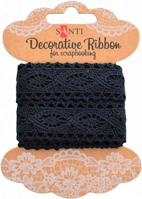 Лента кружевная лента черная, 25мм, 2м. 