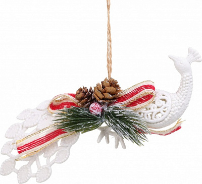 Декоративна підвіска Павлін з декором 20 см HFF2028W білий