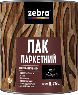 Лак паркетный серия Акварель ZEBRA глянец прозрачный 0,75 л