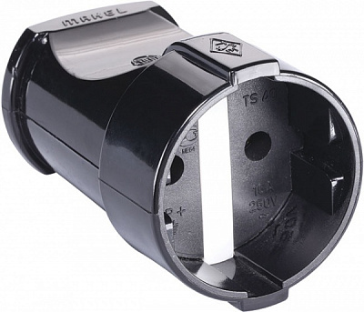 Розетка переносна Makel без заземлення 250В 10А IP20 ABS-пластик чорний