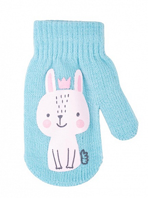 Варежки YO! Зайчик р.14 голубой 