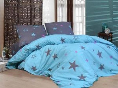 Комплект постельного белья Україна Бирюзовая звезда бирюзовый с принтом 