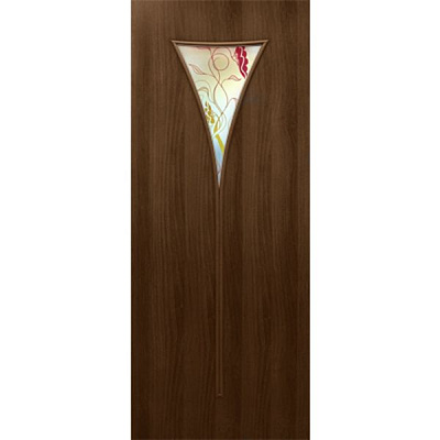 Дверь межкомнатная Рюмка 2 80 см орех стекло с рисунком СС+ФП