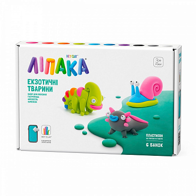 Набор пластилина Lipaka самозатвердевающего -Экзотические животные: Хамелеон, Гастропода, Аксолотль 60049-UA01
