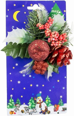 Гілочка декоративна хвойна з ягодами 18 см 470686