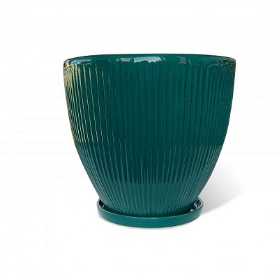Горшок керамический Резон Гофре фигурный 11,5л изумрудный 