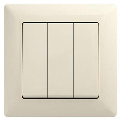 Вимикач триклавішний Gunsan Visage без підсвітки 16 А 250В IP20 кремовий