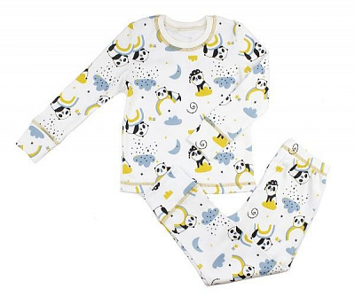 Піжама дитяча для хлопчика Luna Kids панда р.98-104 молочний із малюнком