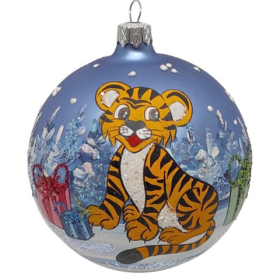 Куля новорічна 9476-3 100 мм блакитний