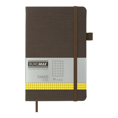 Книга для записей Tweed 125x195 мм 96 лист. клетка серый Buromax