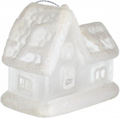 Новорічна декорація Скляний будиночок 7,5х5х7,2 см із RGB підсвіткою