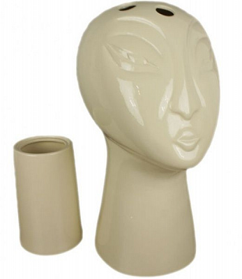 Ваза Голова глянець бежевий 2 предмета 43 см