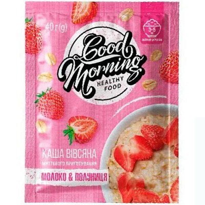 Каша овсяная Good Morning мгновенного приготовления с молоком и клубникой 40 г
